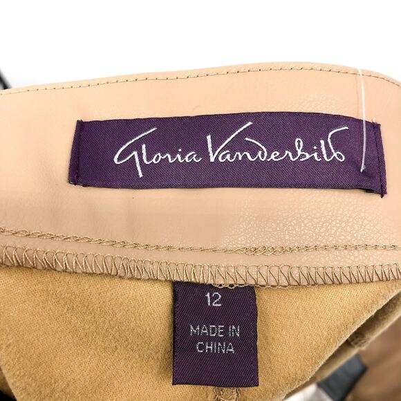 GLORIA VANDERBILT Avery Faux Leather Leggings 12 Tan Skinny Slim Pull on NWT - Picture 9 of 13